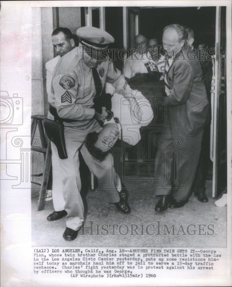 1960 Press Photo Grorge Finn Twin brother Charles Los Angeles Civic Center - Historic Images