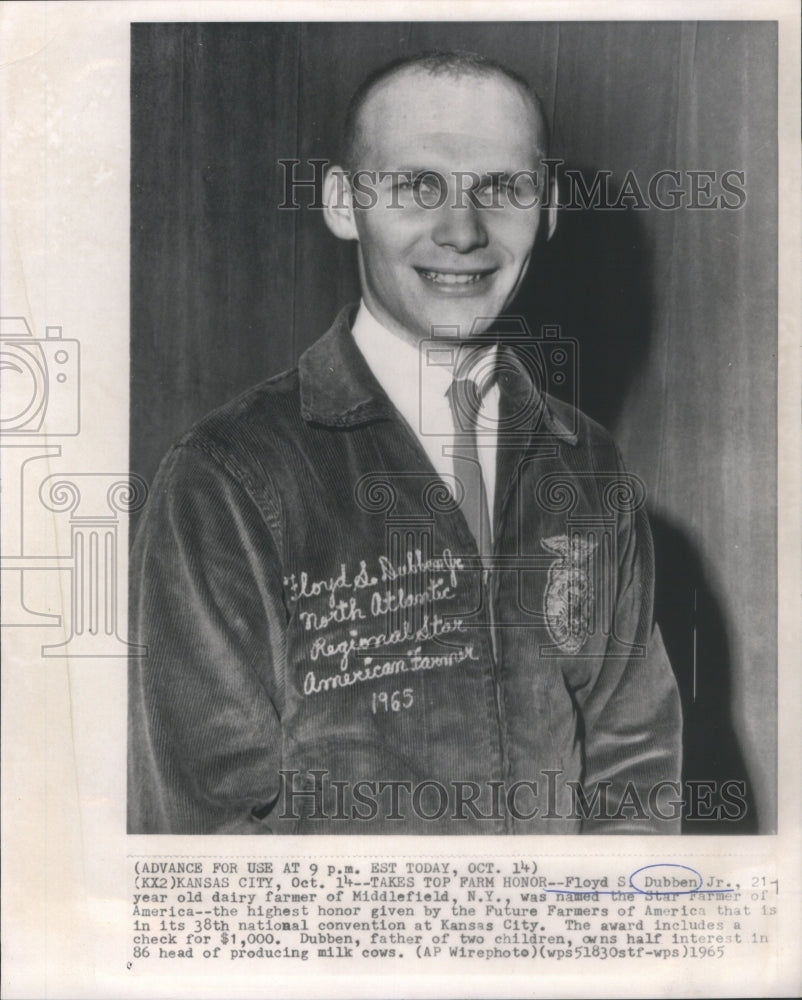 1965 Press Photo Floyd S. Dubban Jr. named Star Farmer of America - Historic Images