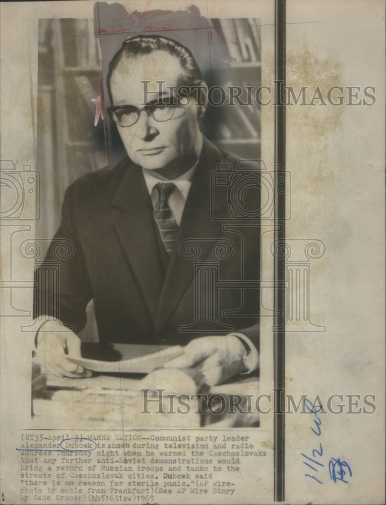 1969, Alexander Dub?ek Czechoslovakia Politician- RSA66011 - Historic Images