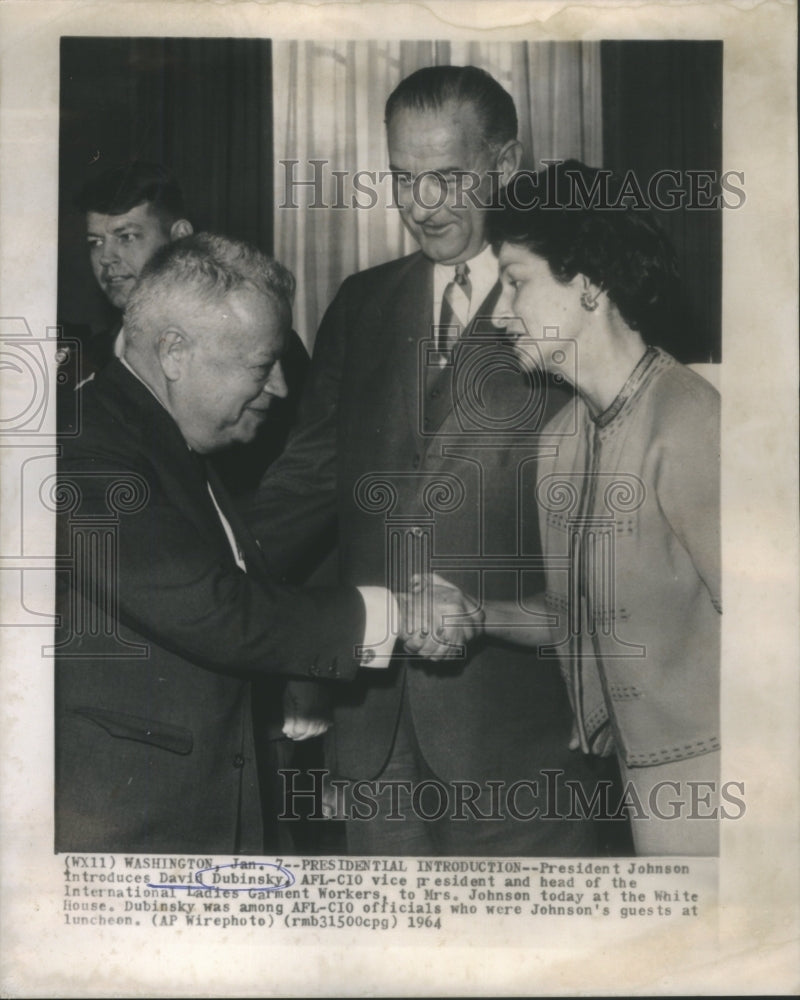 1964 Johnson David Dubinsky Garment Worker AFL Cio President - Historic Images