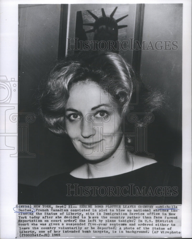 1965 Press Photo Michelle Ducles, Bomb Plotter, Convicted- RSA66151 - Historic Images