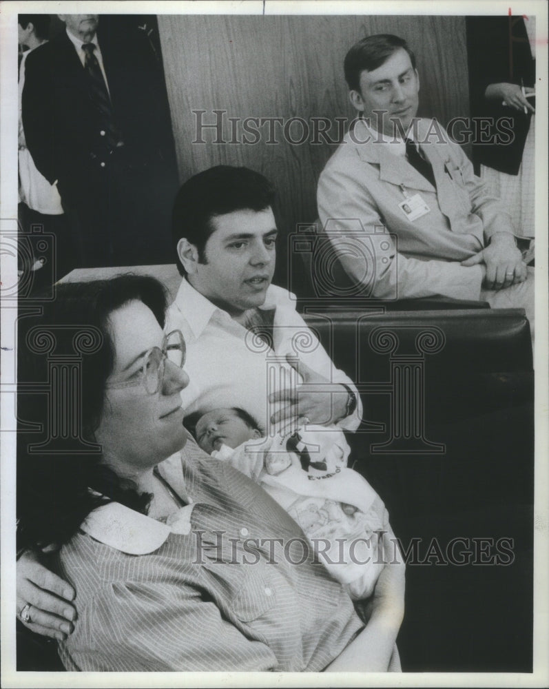 1983 Robert and Patricia Duda Holding There Twins - Historic Images