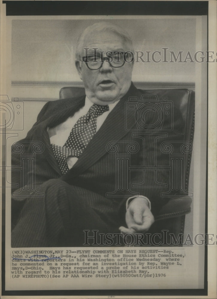 1976 Representative John Flynt Ethics Committee Hays Probe Request - Historic Images