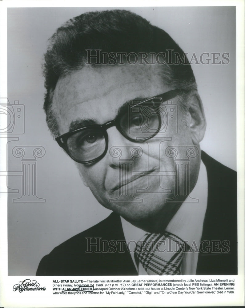 1989 Alan Jay Lerner (Lyricist/Librettist)-Historic Images