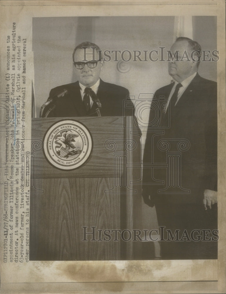 1968 Gov. Richard Ogilvie and Rep. John Lewis at news conference. - Historic Images