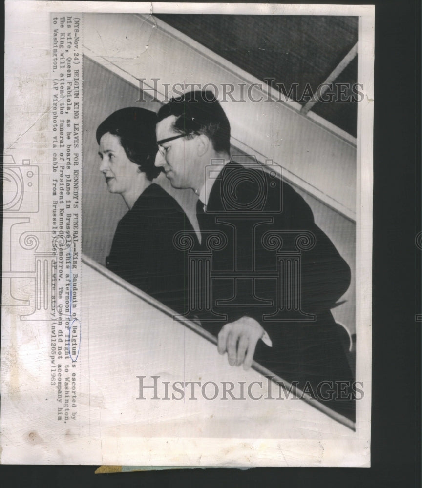 1963 King Baudouin Of Belgium & Wife Queen Fabiola Board Plane To US-Historic Images