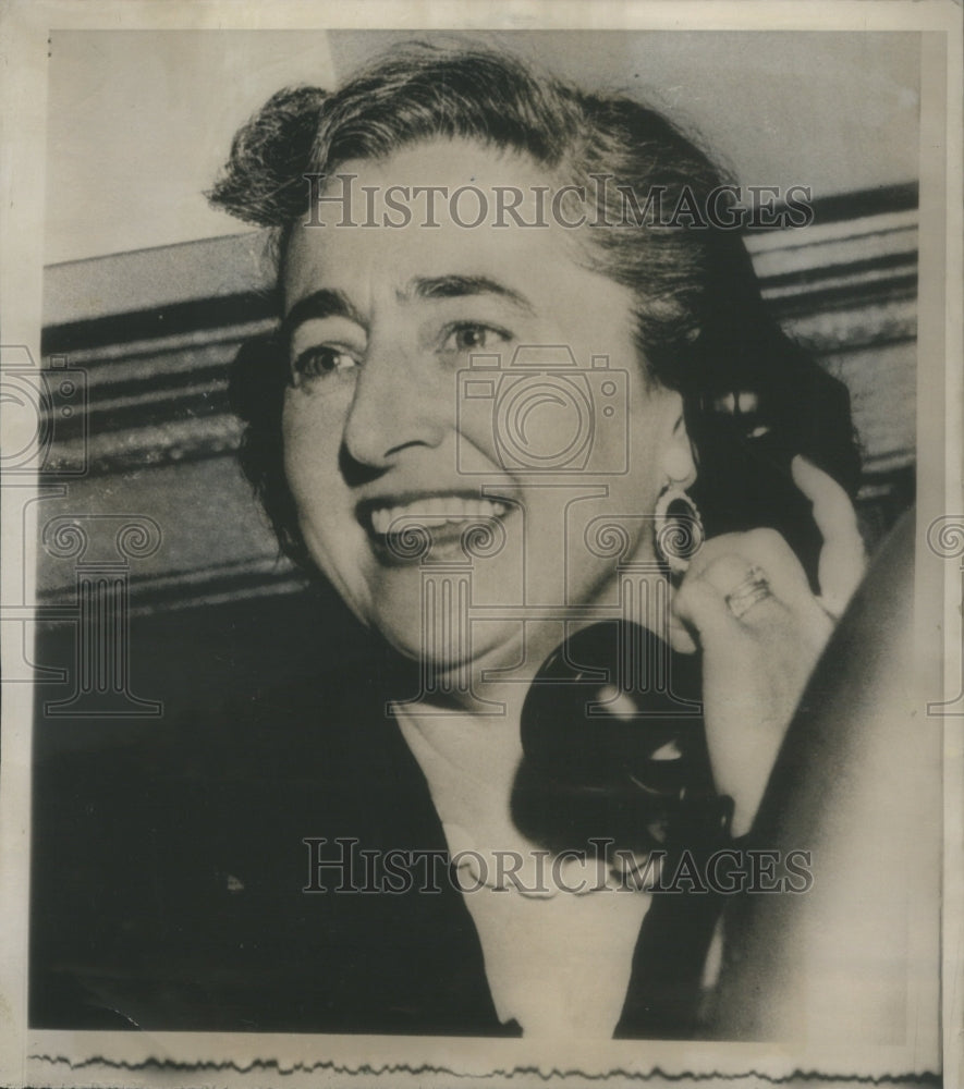 1953 Press Photo Secretary State Alice Leopold John Lodge gubernatorial Chair - Historic Images