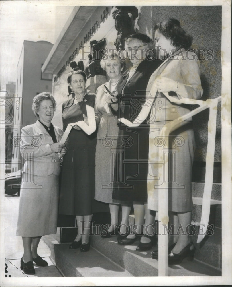 1954 Press Photo women ribbon-cutting ceremony opening National PTA building - Historic Images