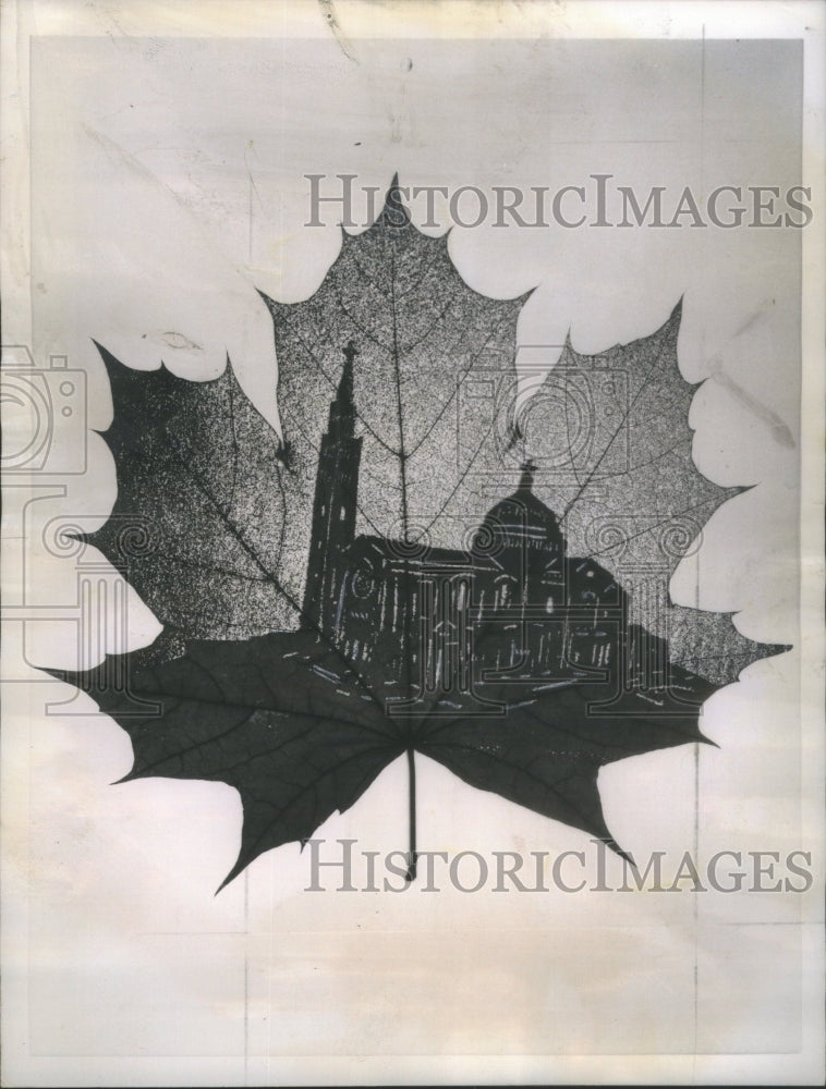 1959 Fragile Maple leaf Canvas Shrine Immaculate - Historic Images