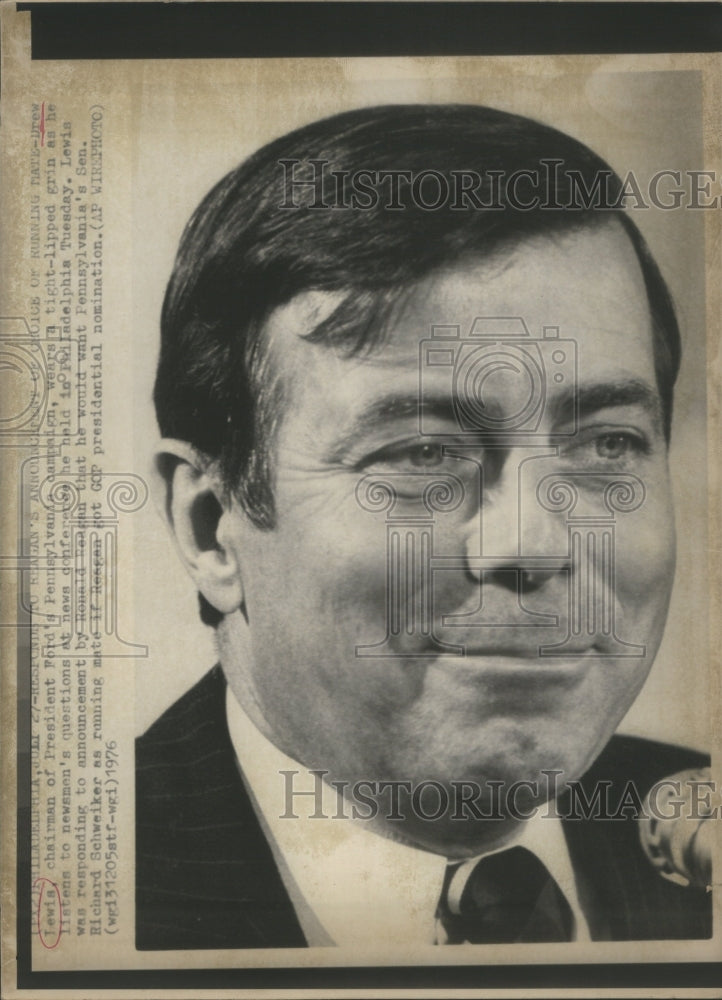1976 Drew Lewis, Chairman President Ford's Pennsylvania Campaign - Historic Images