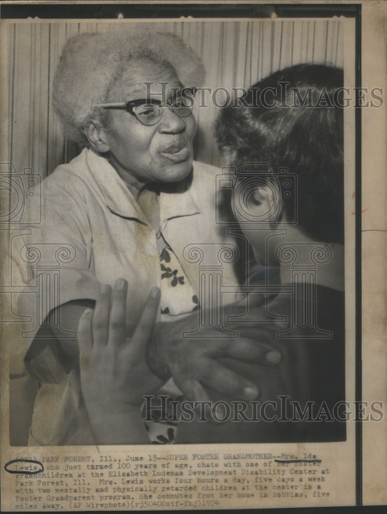 1974  100 Year Old Mrs Ida Lewis of Park Forest, IL - Historic Images