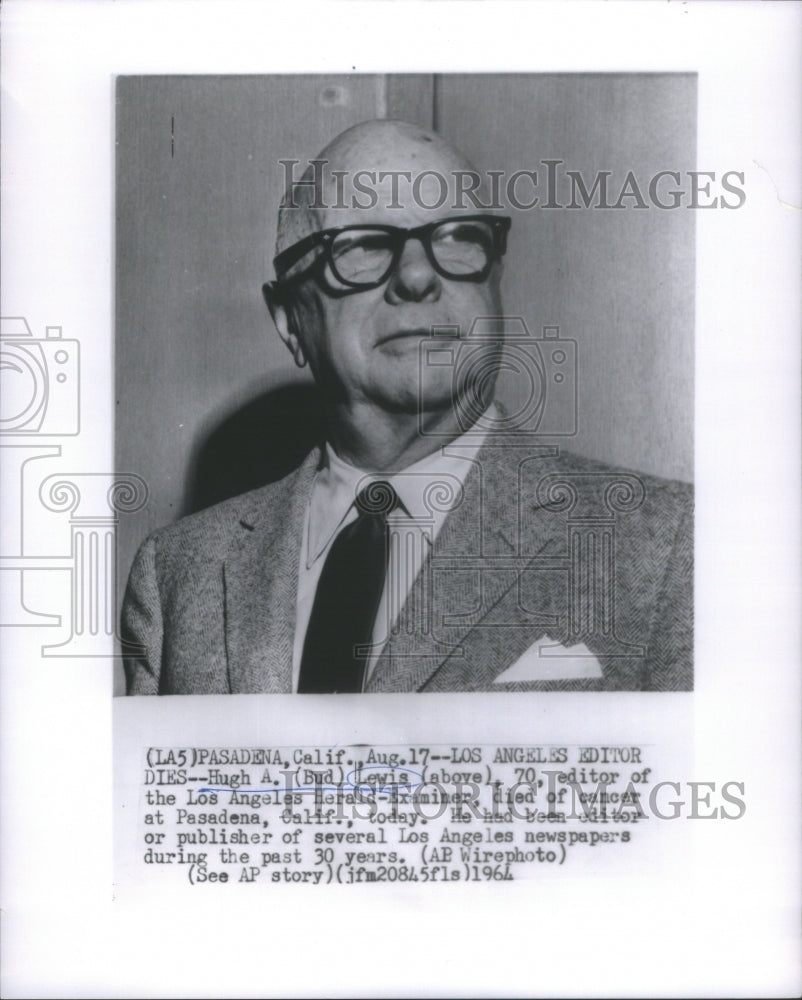 1964 Press Photo Los Angeles Editor Dies Hugh Editor Los Angeles Herald - Historic Images