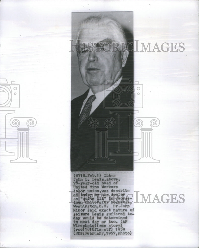 1957 Press Photo John Lewis United Mine Workers labor Union- RSA67497 - Historic Images