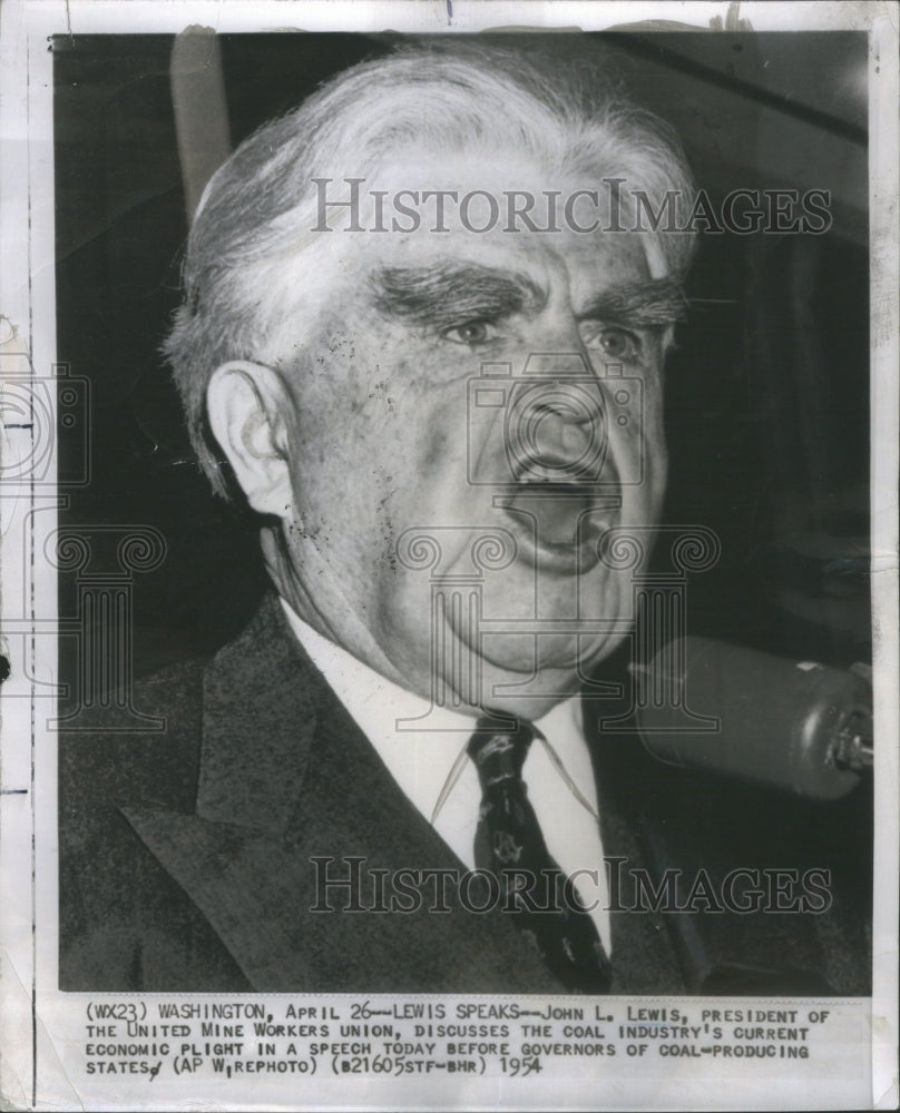 1954 Press Photo United Mine Workers President John Lewis Speech Coal States - Historic Images