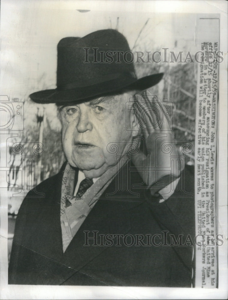 1959 Press Photo John Lewis Resigned President United Mine Workers- RSA67527 - Historic Images