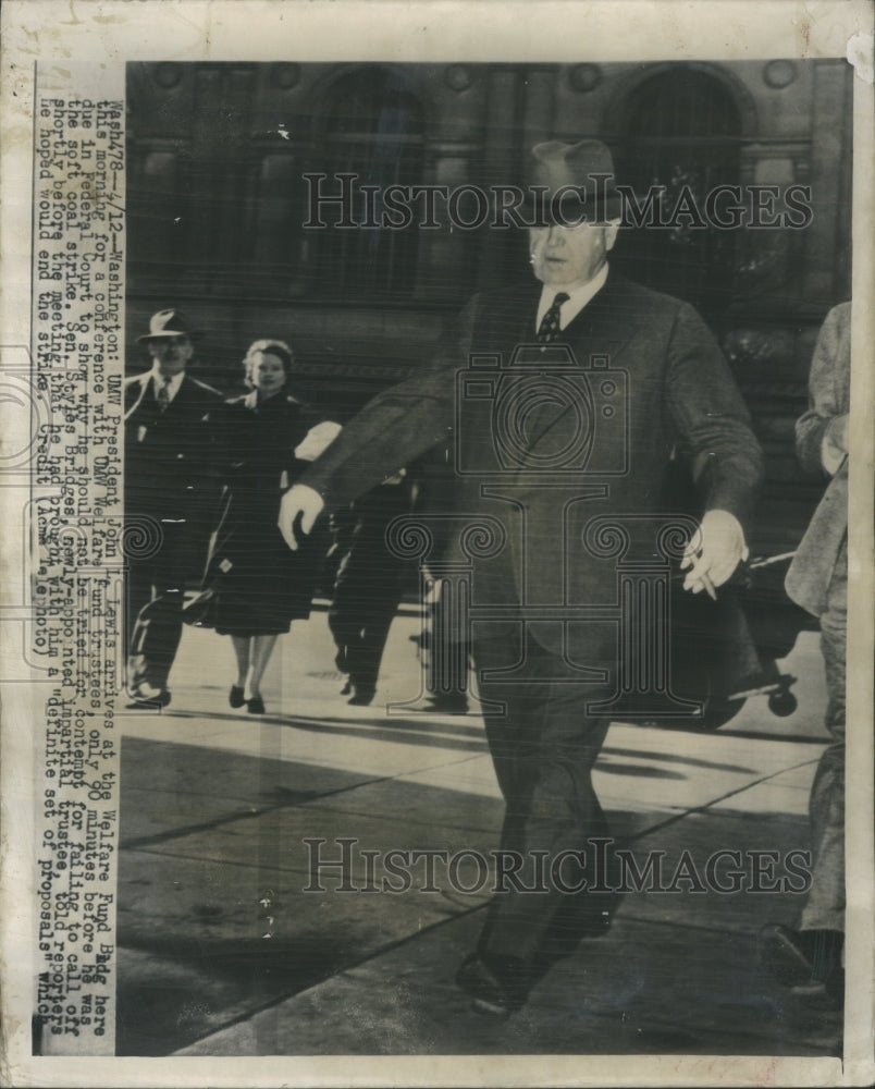 1948 John L. Lewis in DC to Announce Mine Workers Pension - Historic Images