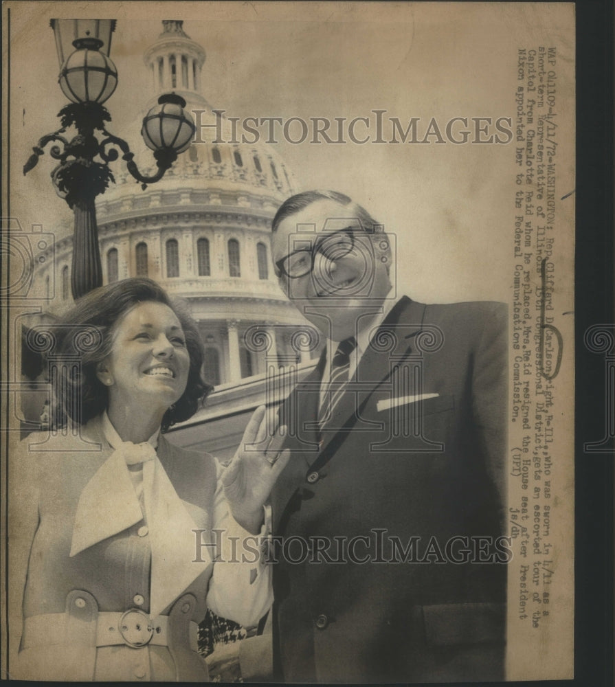 1972 Press Photo Illinois Representative Cliffard D. Carlson & Charlotte Reid - Historic Images