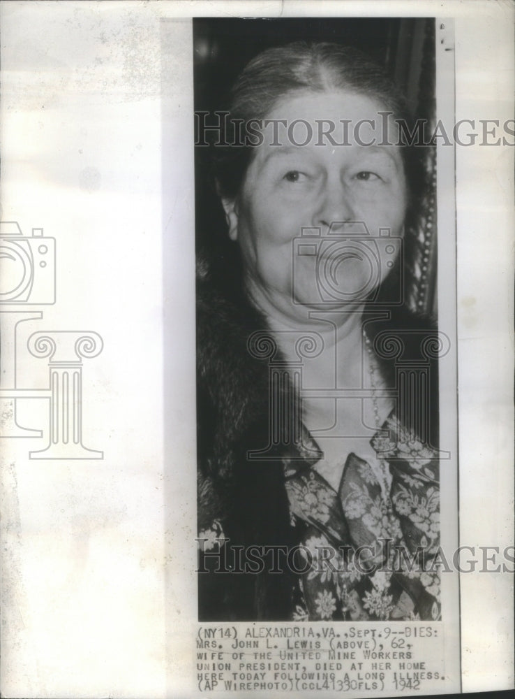 1942 Mrs John Lewis wife United Mine Workers Union President - Historic Images