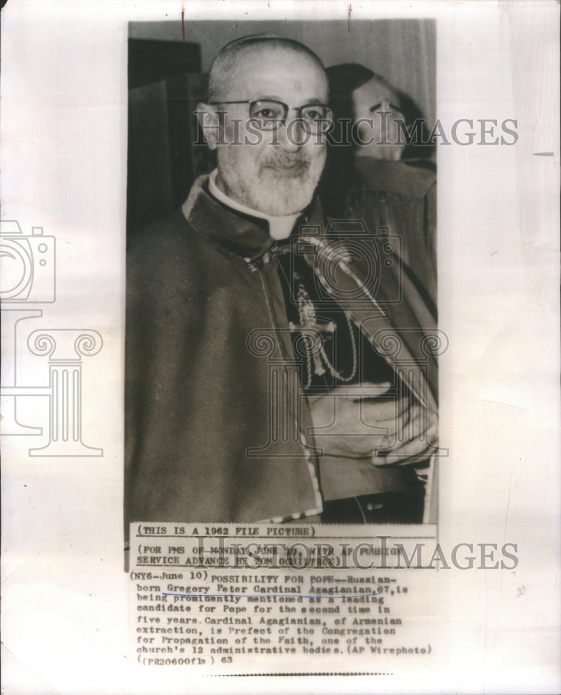 1963 Press Photo Russian Gregory Peter Gardinal Agaianian Candidate for Pope - Historic Images