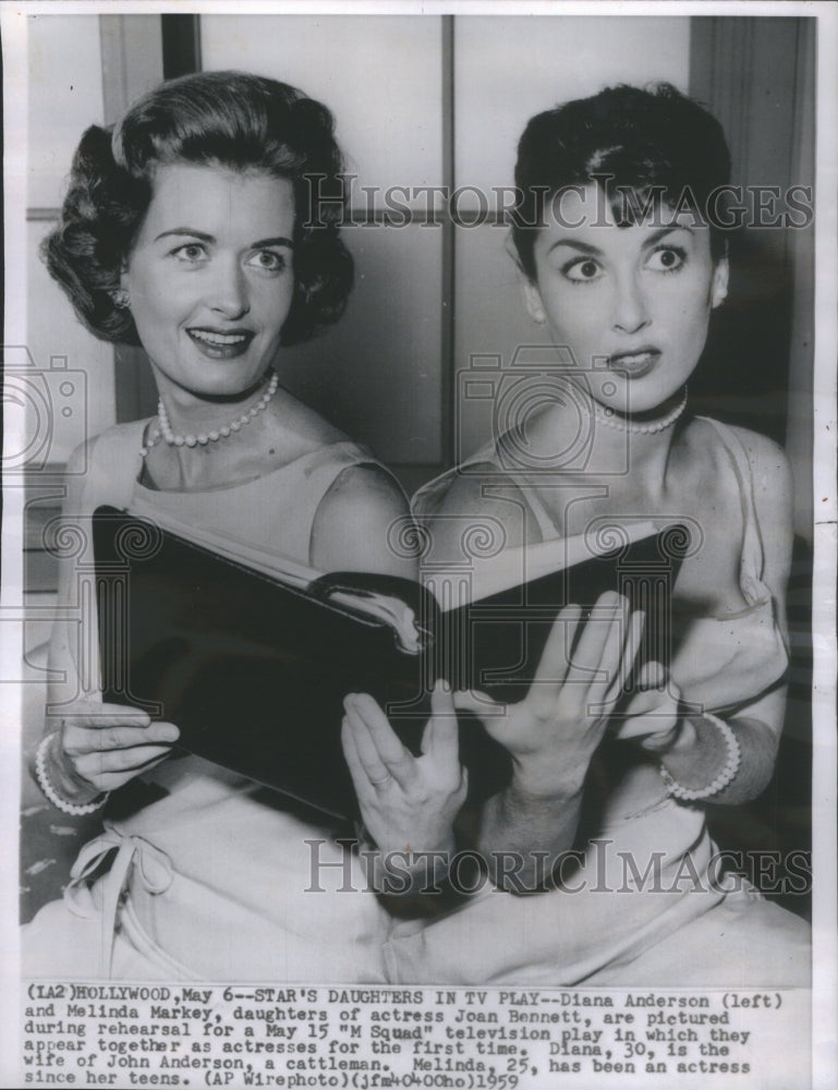 1959 Press Photo Diana Anderson Melinda Markey Joan Bennett rehearsal - Historic Images