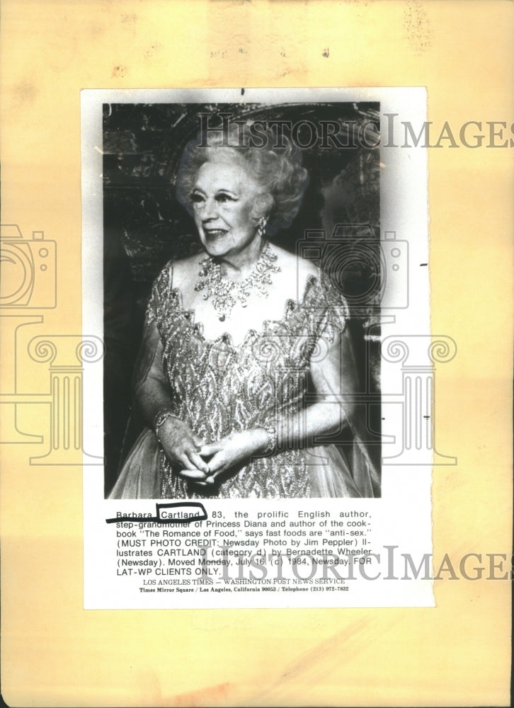 1984 English Author Barbara Cartland, Best Known For Romantic Novels - Historic Images