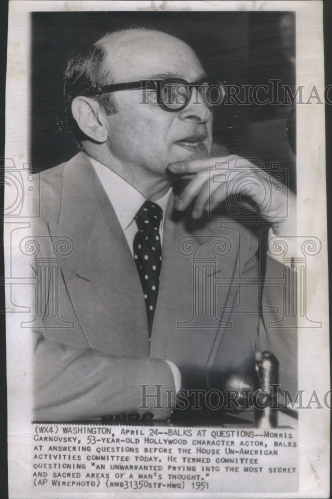 1951 Press Photo Morris carnovsky Hollywood Character actor- RSA69117 - Historic Images