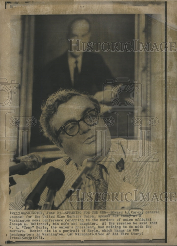 1971 Edward Carey Washington Joseph Yablonski - Historic Images