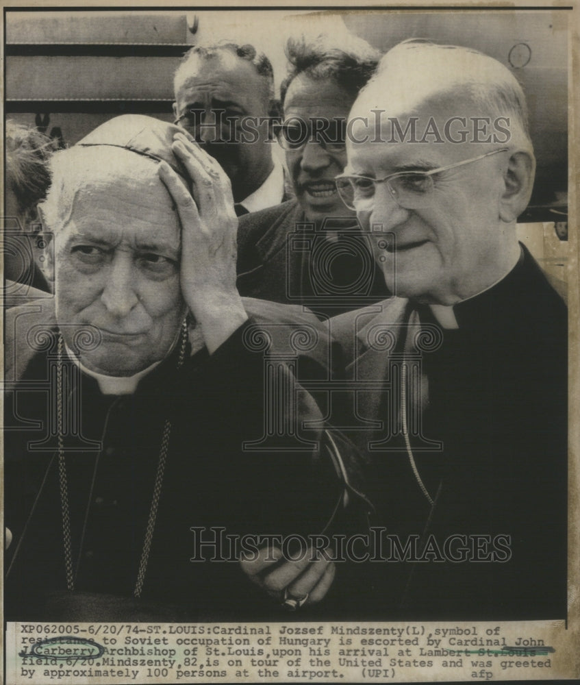 1974 Press Photo Cardinal Jozsef Mindszently &amp; Cardinal John Carberry - Historic Images