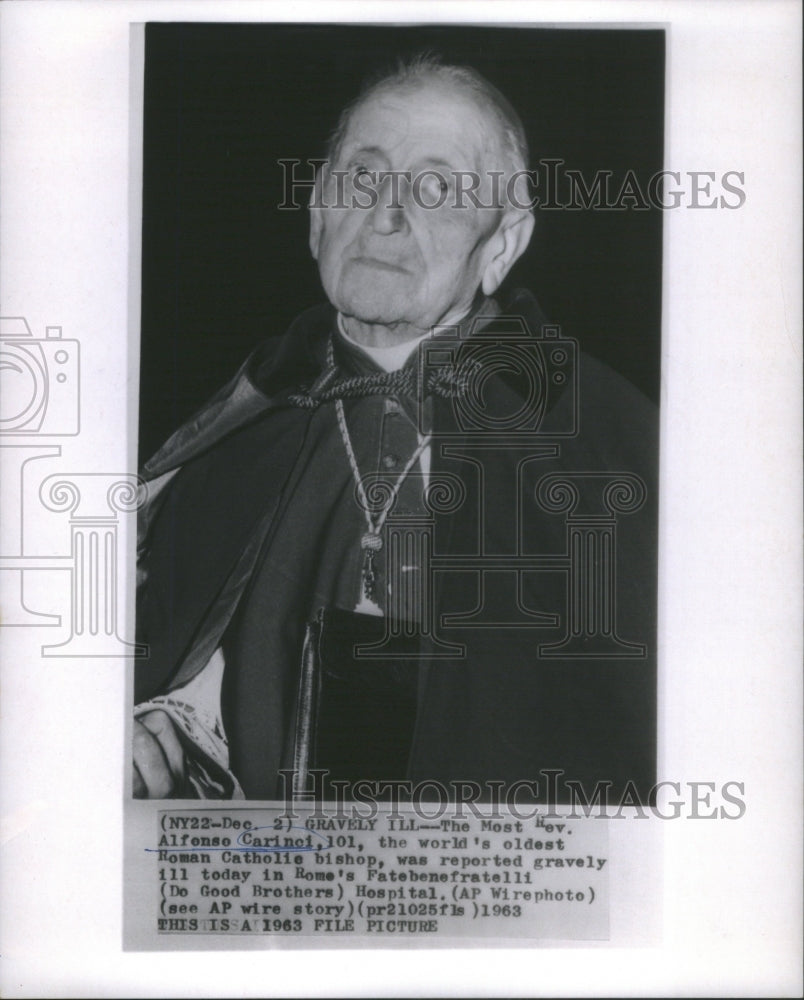 1963 Press Photo 101 yr. old. Bishop Alfonso Carinci- RSA69351 - Historic Images