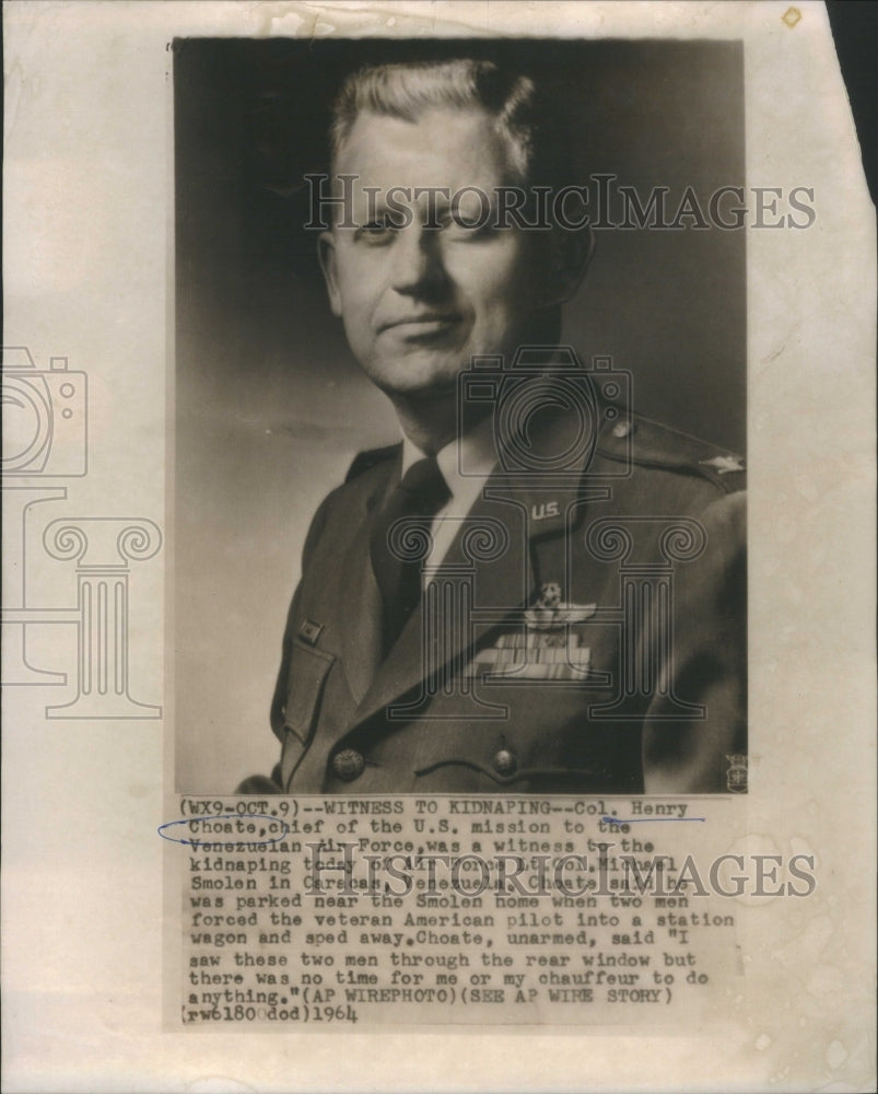 1964 Press Photo Col. Henry Choat witnesses kidnapping- RSA69741 - Historic Images