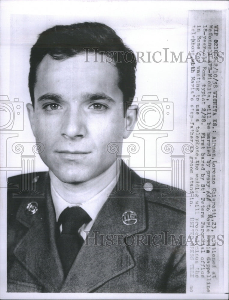 1958 Airman Lorenzo Chiarotto Maria Gappelline Rome Proxy Marriage-Historic Images