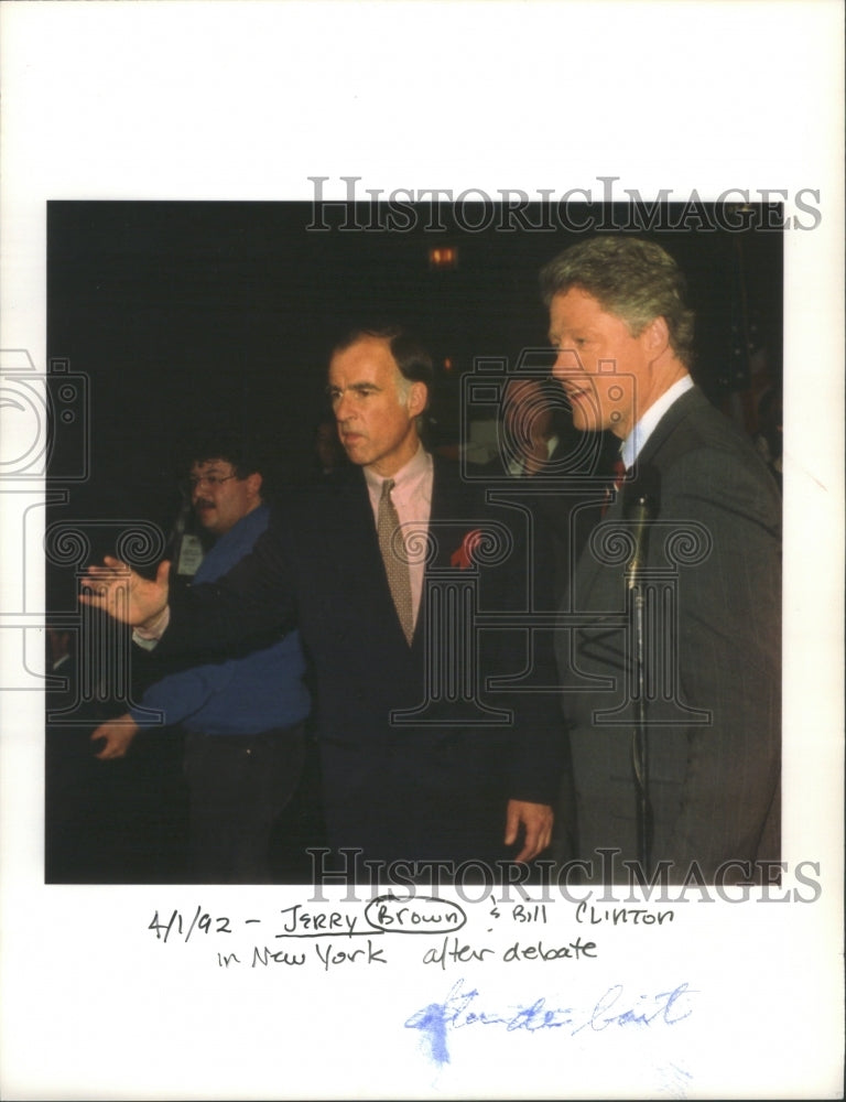 1992 California Governor Jerry Brown and Governor Bill Clinton - Historic Images