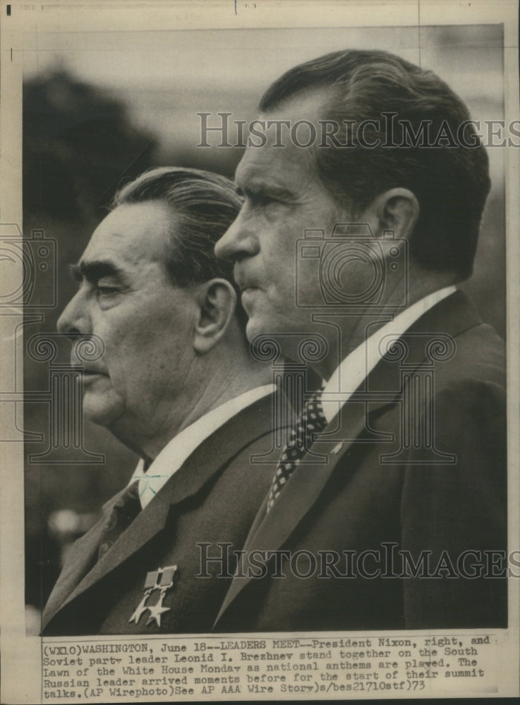 1973 President Nixon Soviet party leader Leonid Brezhnev White House - Historic Images