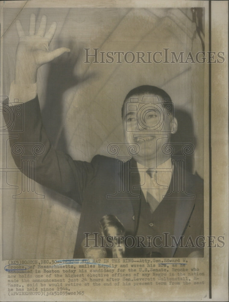 1965 Attorney General Edward Brook candidacy U.S. Senate announces-Historic Images