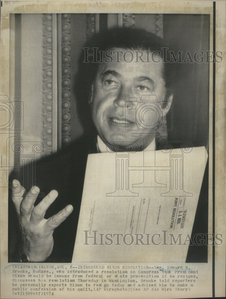 1974 Senator Edward W. Brooke introduced a resolution - Historic Images