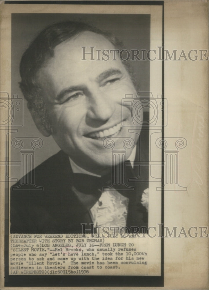 1976 Press Photo Mel Brooks Let&#39;s Have Lunch Silent Movie- RSA70145- Historic Images
