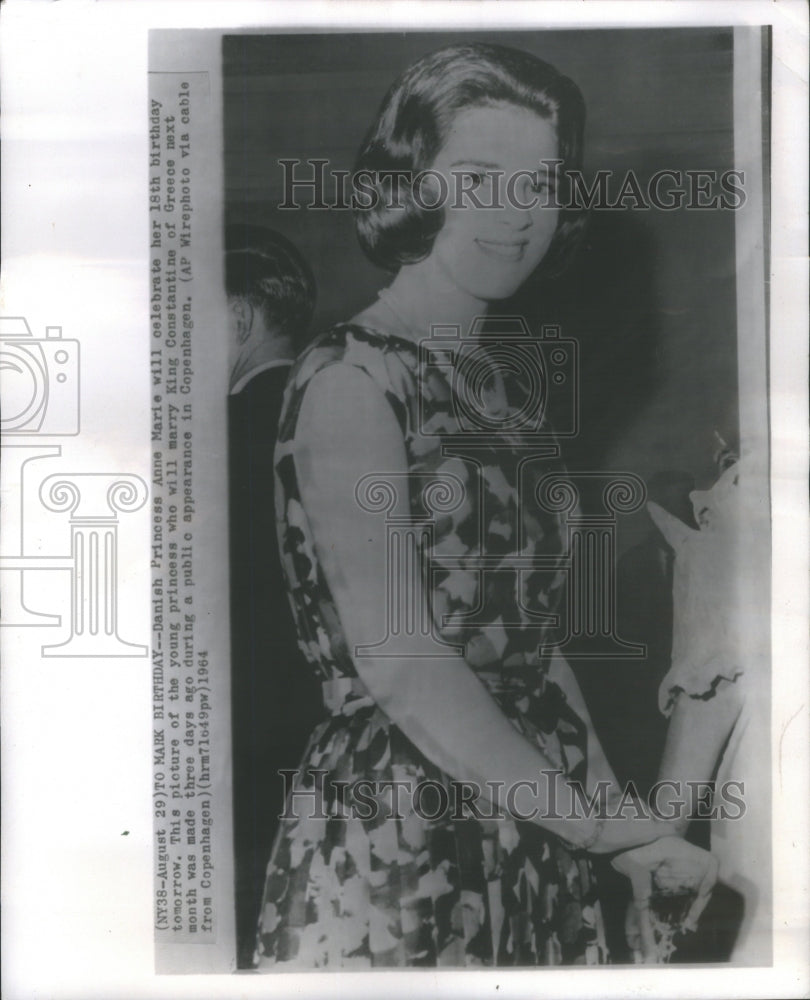1964 Press Photo Danish Princess Anne Marie will celebrate her 18th birthday - Historic Images
