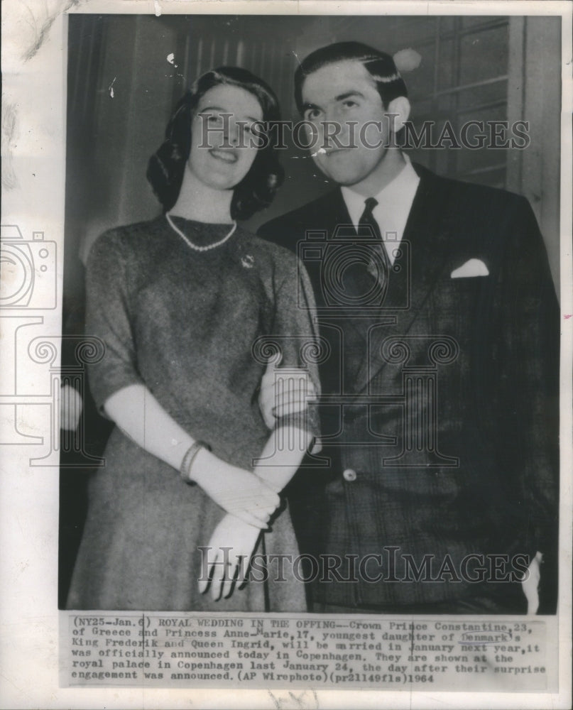 1964 Press Photo Crown Prince Constantine of Greece and Princess Anne-Marie - Historic Images