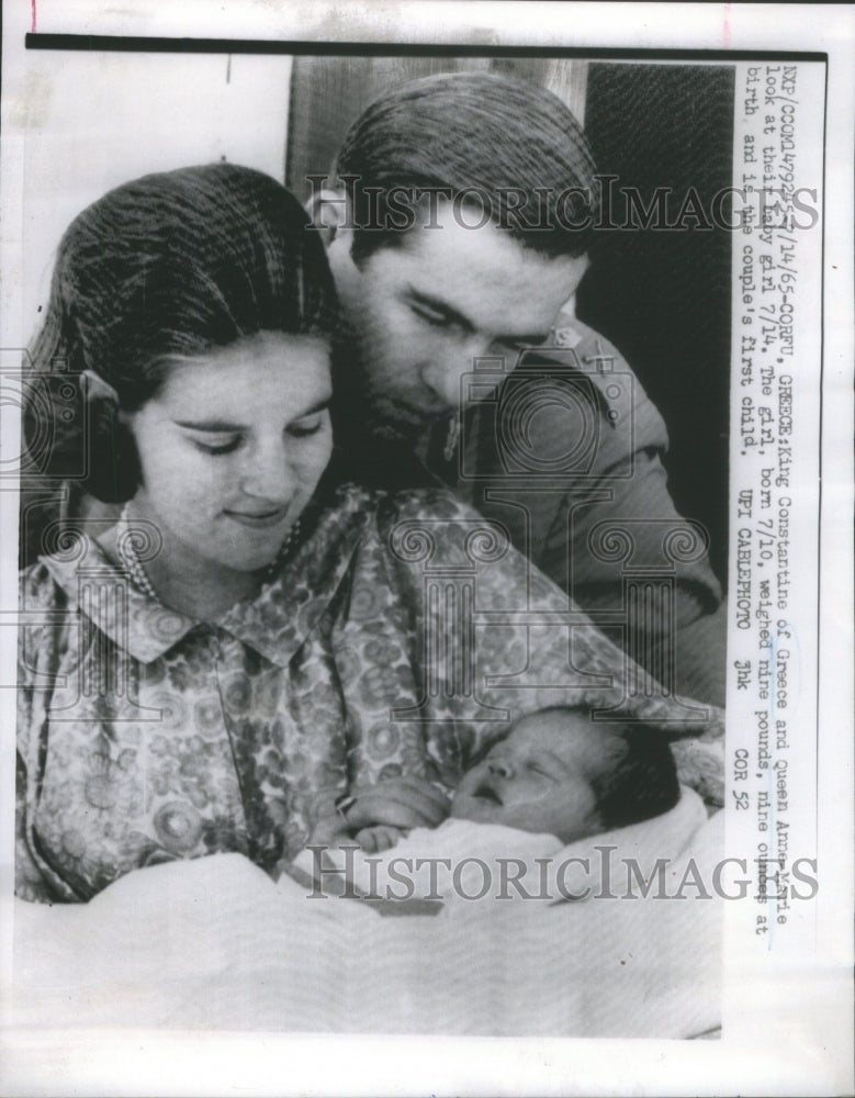 1965 Press Photo King Constantine Greece Queen Anne Marie Baby Girl - Historic Images