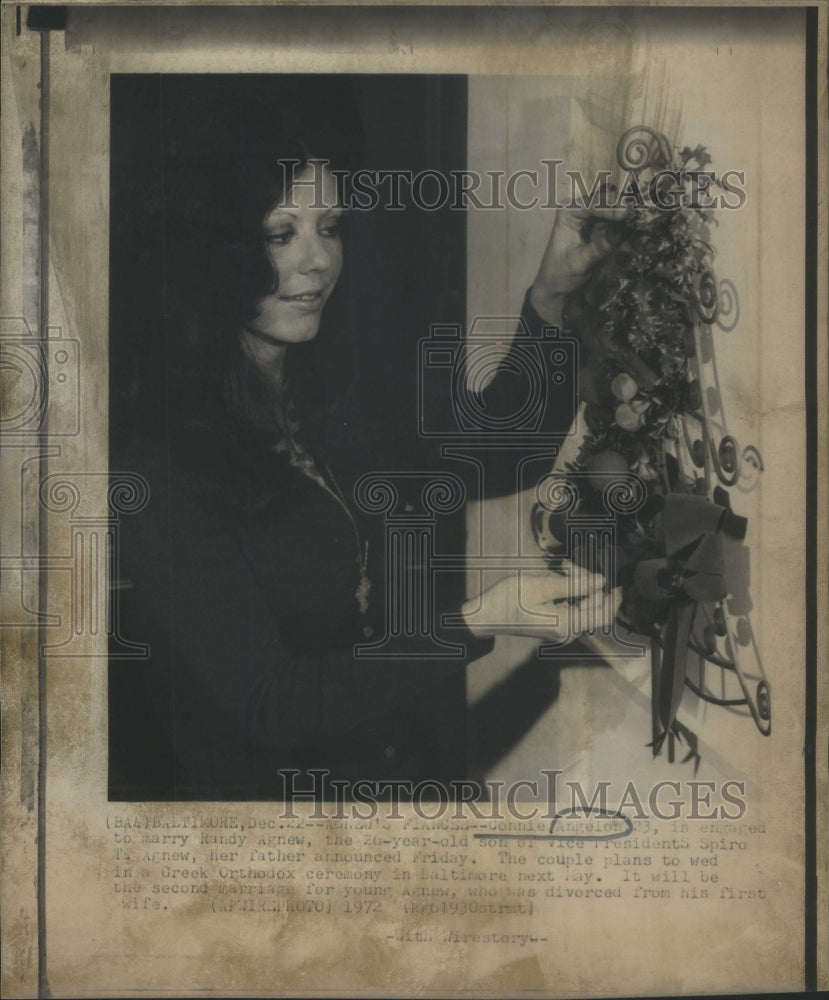 1972 Press Photo Connie Augelon Engaged Marry Randy Agnex Vice Presidents Son - Historic Images