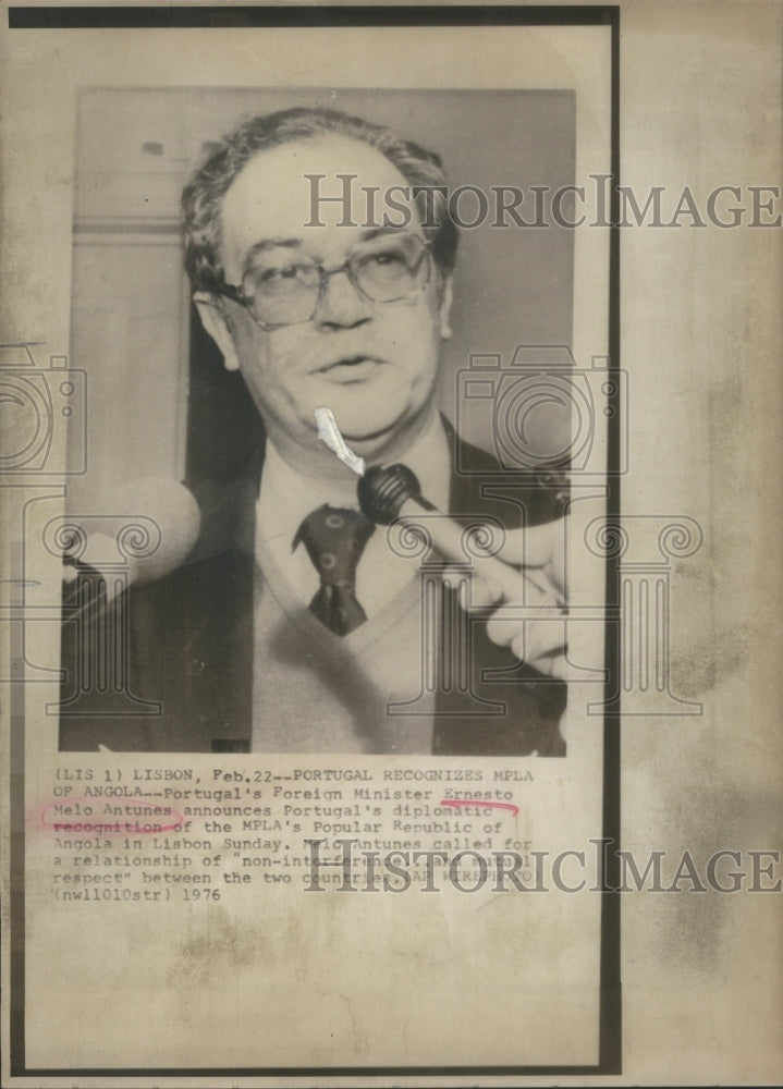 1976 Portugal's Foreign Minister Ernesto Melo Antunes - Historic Images