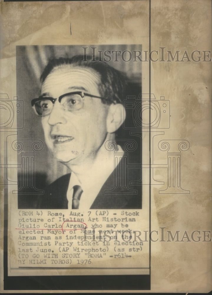 1976 Giulio Carlo Argan Italian Art Historian Politician Italy-Historic Images