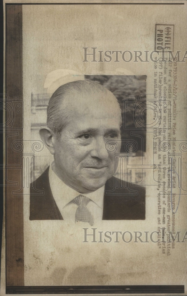 1974 Press Photo Prime Minister Carlos Arias Navarro Of Madrid - Historic Images