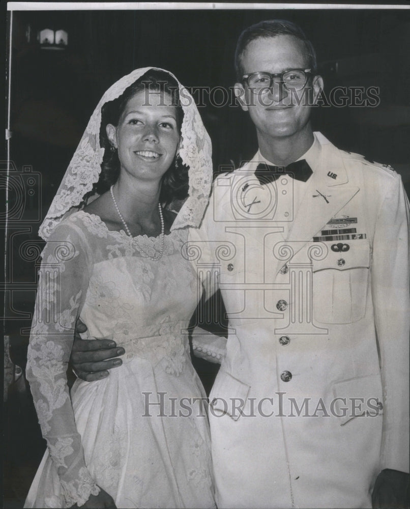 1968 Capt. And Mrs. Joseph Coleman Arnold Leave St. James Chapel - Historic Images