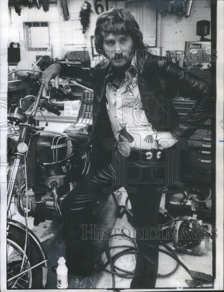 1975 Stunt Motorcycle Rider Johnny Brower Wears "After Cycling" Suit-Historic Images