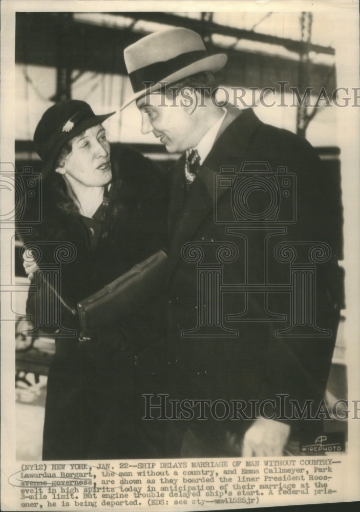 Press Photo Lawardus Borgrat Emma Callmeyer Park avenue Roosevelt New York Meet - Historic Images