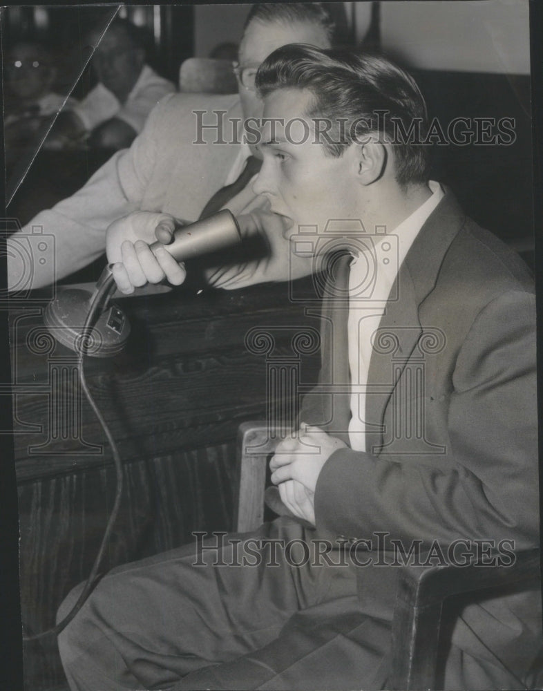 1954 Denaie Aanie Cab Driver friend of Therse&#39;s being quizzed by car - Historic Images