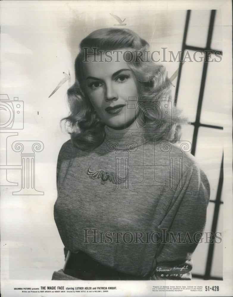 1951 Press Photo Patricia Knight Luther Adler Magic Face- RSA71407- Historic Images