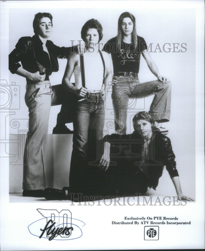 1977 Flyers Team Singer Pose PYE records music group entertainer - Historic Images