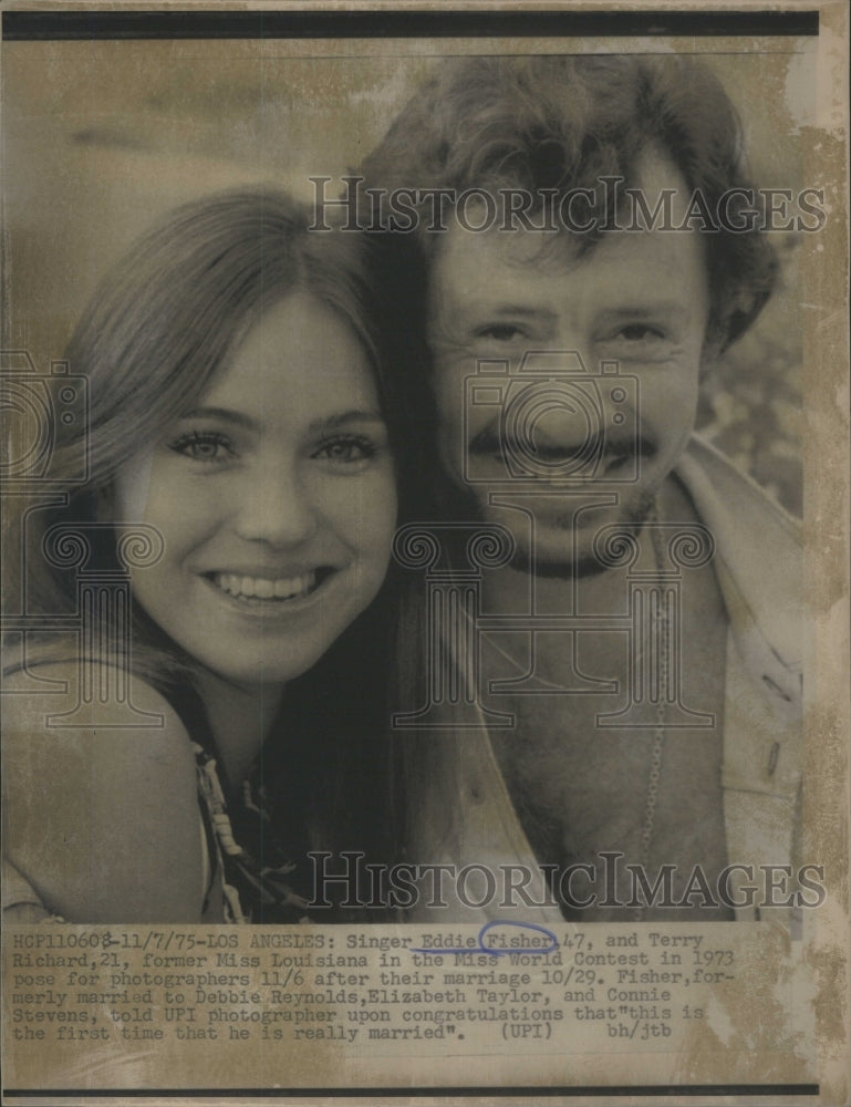 1975 Singer Eddie Fisher and Terry Richard former Ms. Louisiana-Historic Images
